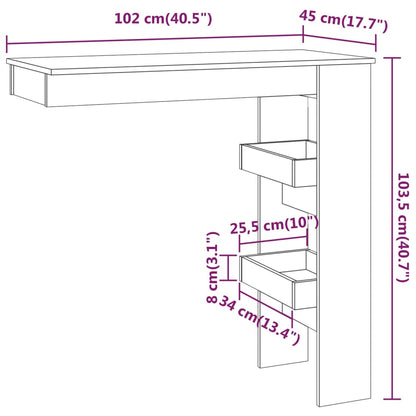 Barbord bistrobord betonggrå Väggmonterad 102x45x103,5 cm