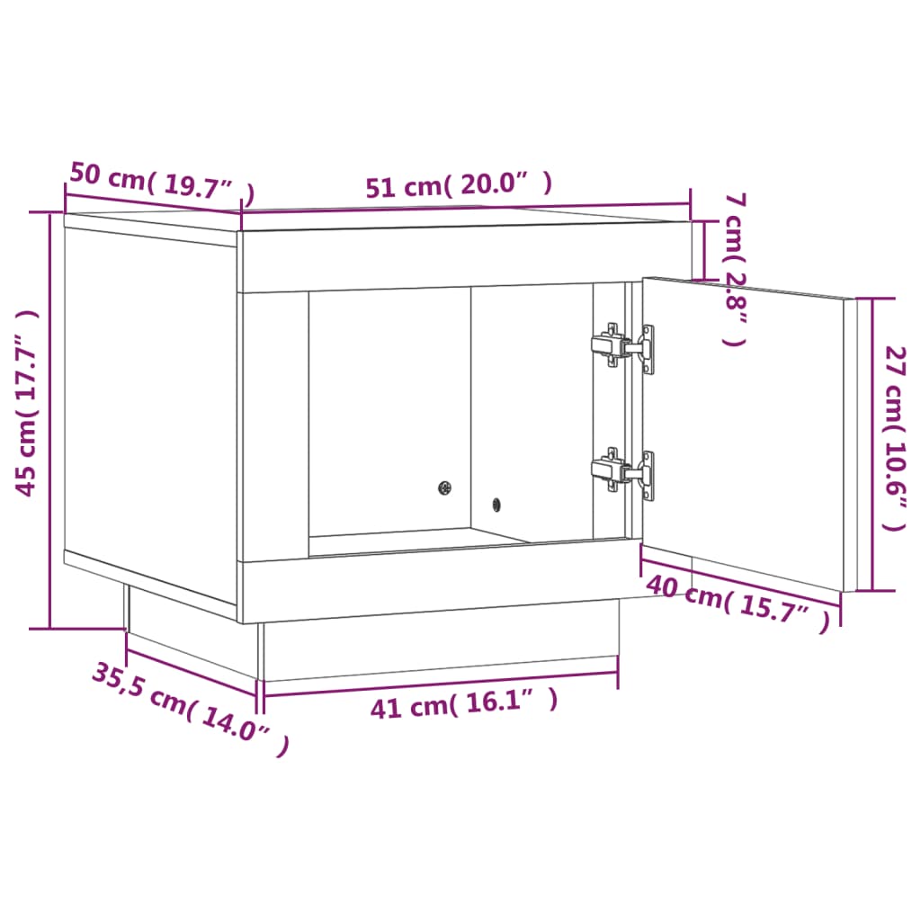 Soffbord vit och sonoma ek 51x50x45 cm