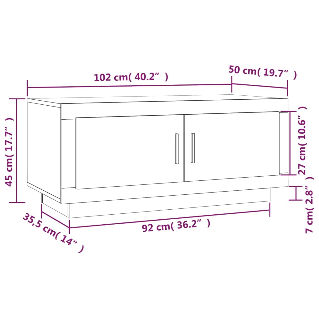 Sohvapöytä betonin harmaa 102x50x45 cm