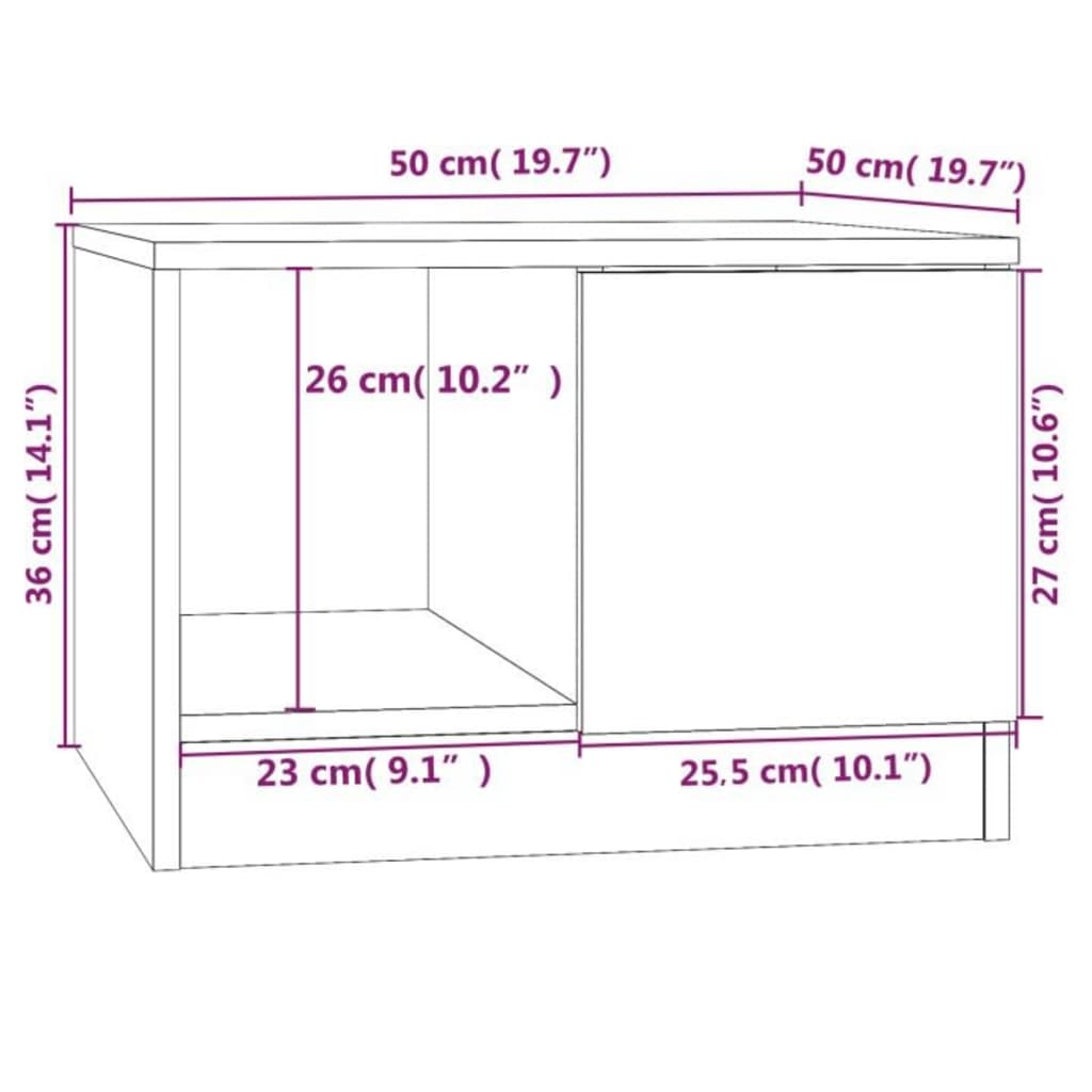 Soffbord rökfärgad ek 50x50x36 cm