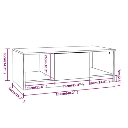 Soffbord rökfärgad ek 102x50x36 cm