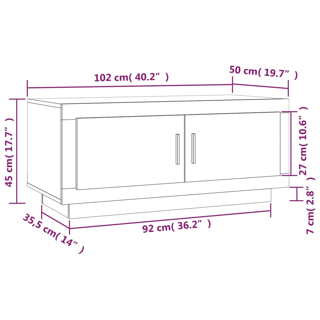 Sohvapöytä ruskea tammi 102x50x45 cm