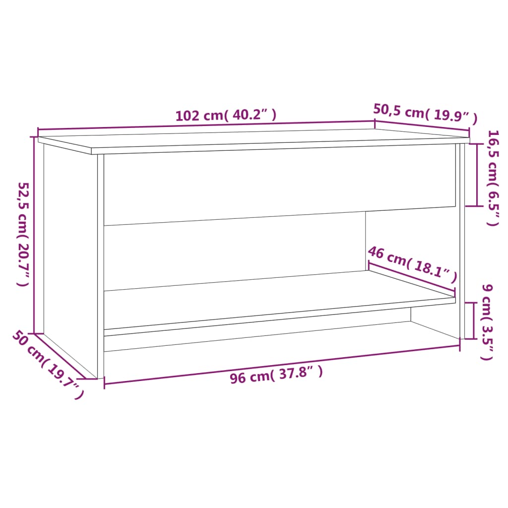 Soffbord vit högglans 102x50x52,5 cm