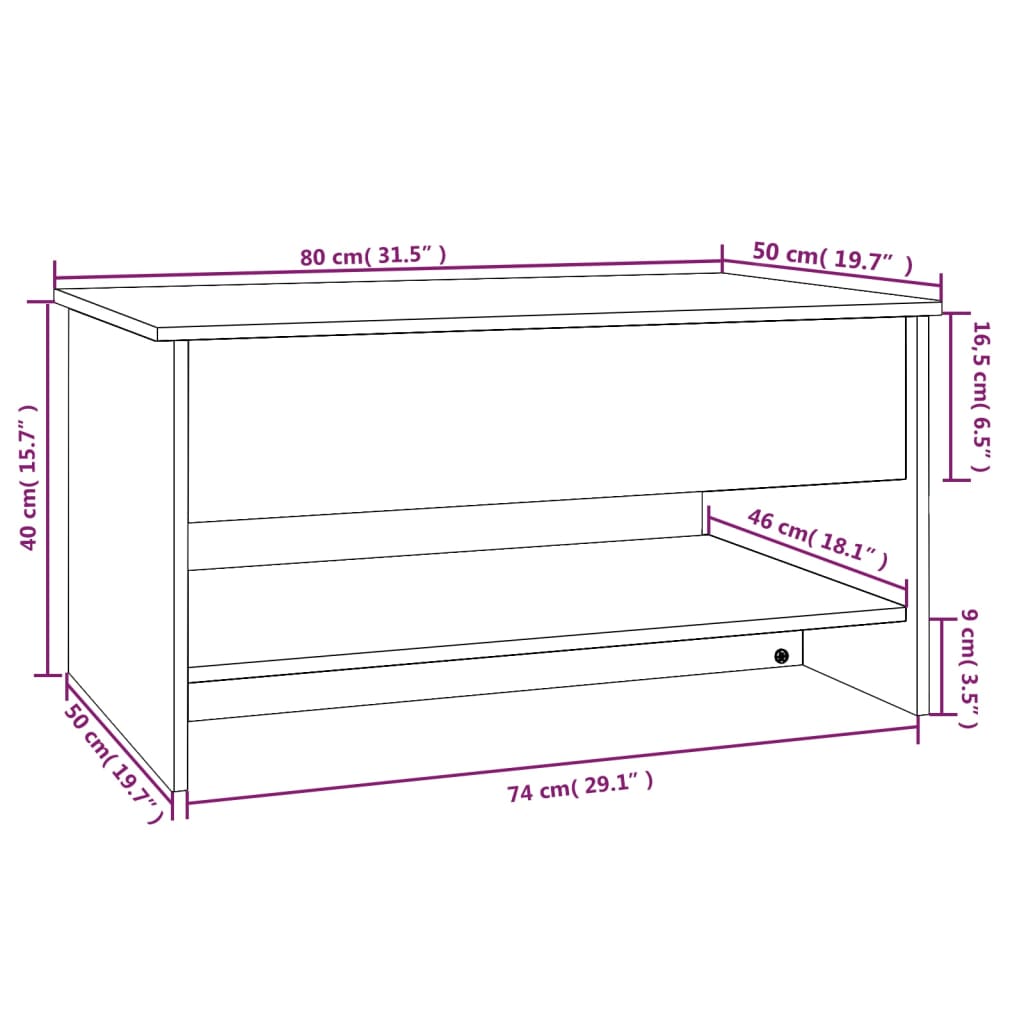 Soffbord sonoma ek 80x50x40 cm