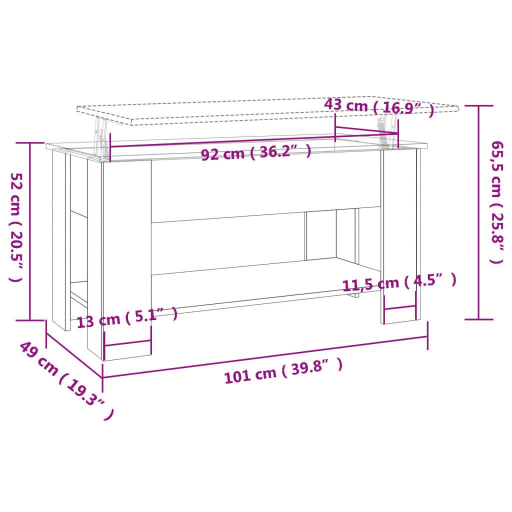 Soffbord vit 101x49x52 cm