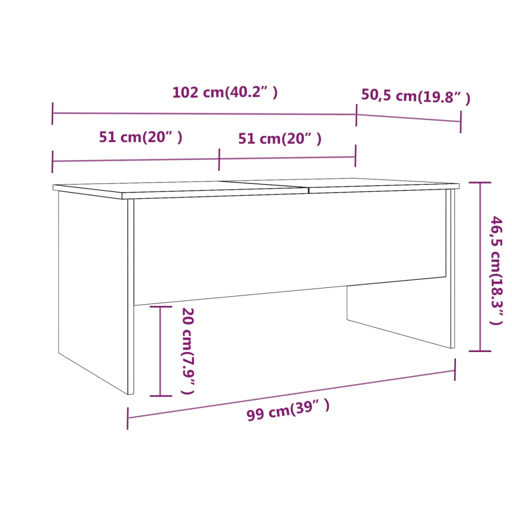 Soffbord vit 102x50,5x46,5 cm