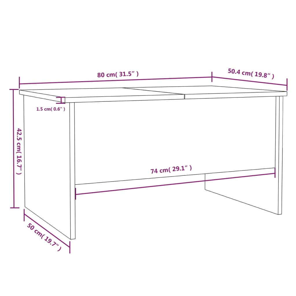 Soffbord sonoma ek 80x50x42,5 cm