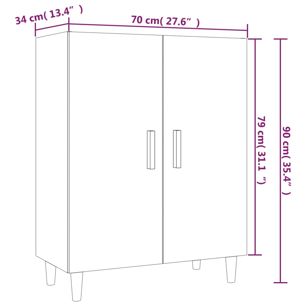 Skåp vit högglans 70x34x90 cm