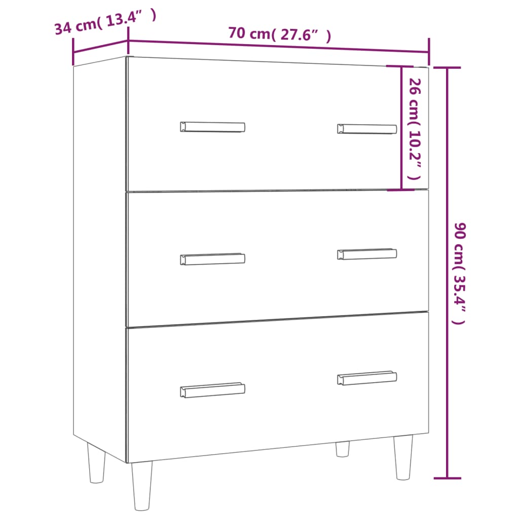 Skänk Sonoma ek 70x34x90 cm