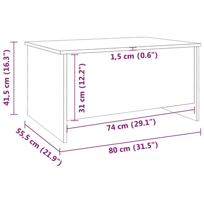 Sohvapöytä ruskea tammi 80x55,5x41,5 cm