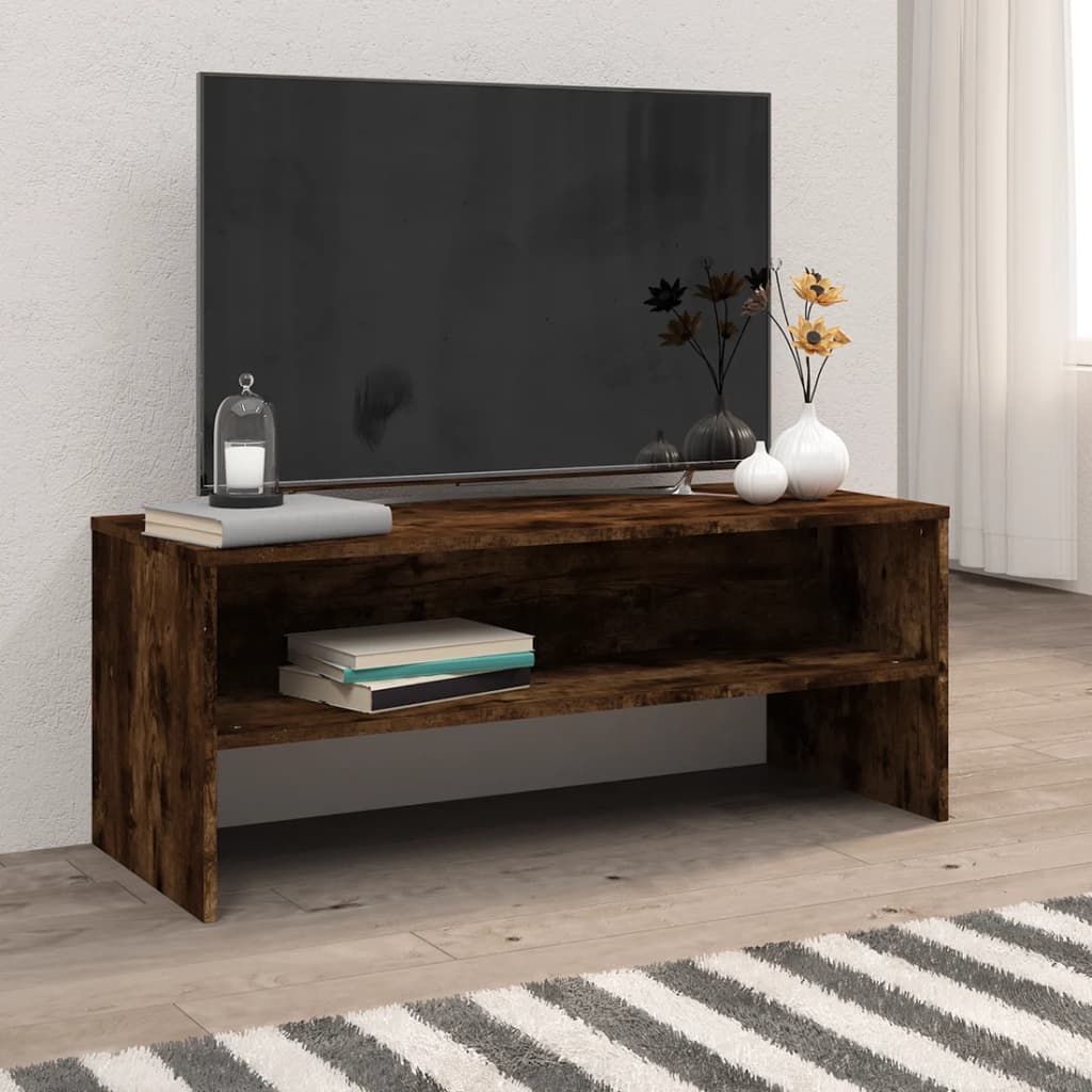 TV-möbel rökfärgad ek TV-bänk 100x35x40 cm