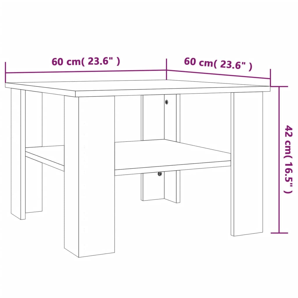 Soffbord brun ek 60x60x42 cm