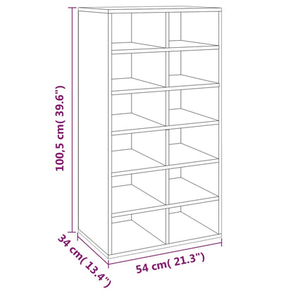 Kenkäteline Kenkäkaappi Kenkähylly savunvärinen Ruskea tammi 54x34x100,5 cm