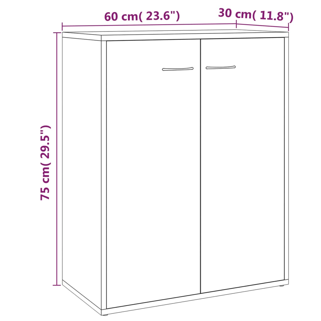 Förvaringsskåp rökfärgad ek 60x30x75 cm konstruerat trä