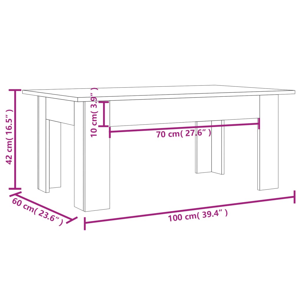 Soffbord Brun ek 100x60x42 cm