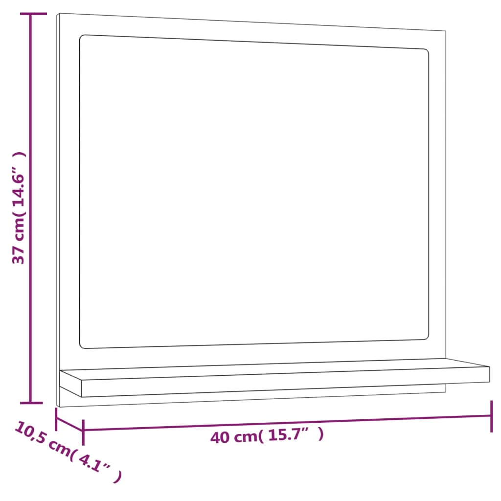 Badrumsspegel rökfärgad ek 40x10,5x37 cm konstruerat trä