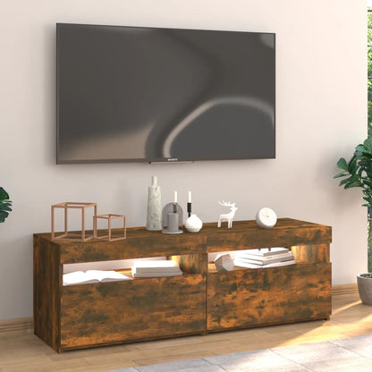 TV-möbel rökfärgad ek TV-bänk med LED-belysning 120x35x40 cm