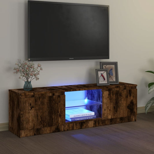 TV-möbel rökfärgad ek TV-bänk med LED-belysning 120x30x35,5 cm