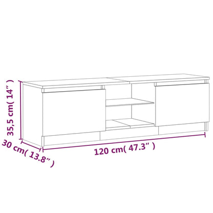 TV-möbel grå sonoma TV-bänk med LED-belysning 120x30x35,5 cm