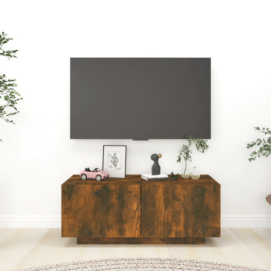 TV-möbel rökfärgad ek TV-bänk 100x35x40 cm