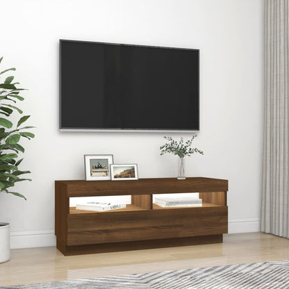 TV-möbel brun ek TV-bänk med LED-belysning 100x35x40 cm