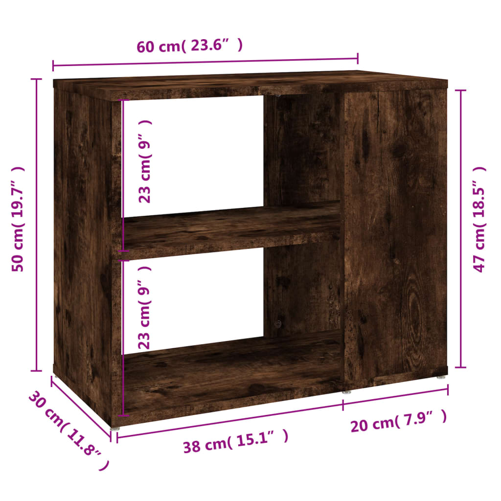 Sidoskåp rökfärgad ek 60x30x50 cm konstruerat trä