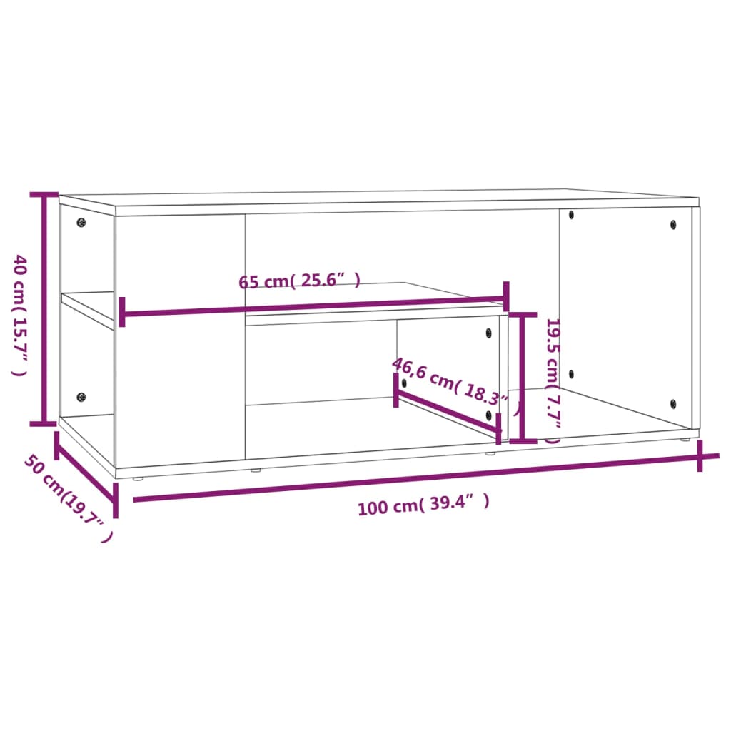 Soffbord brun ek 100x50x40 cm