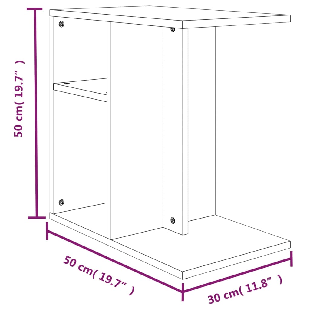 Soffbord rökfärgad ek 50x30x50 cm konstruerat trä