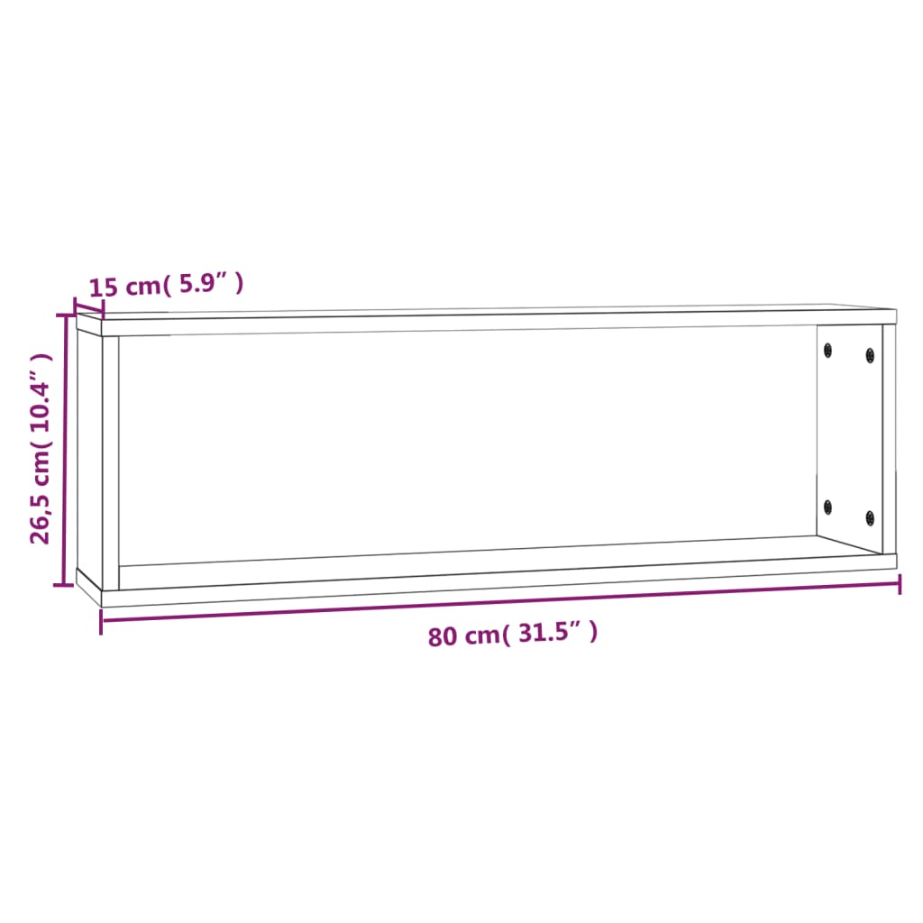 Seinähylly ruskea tammi 80x15x26,5 cm 4 kpl