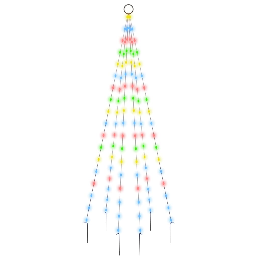 Julgran Utomhus på flaggstång färgglad 108 LEDs 180 cm