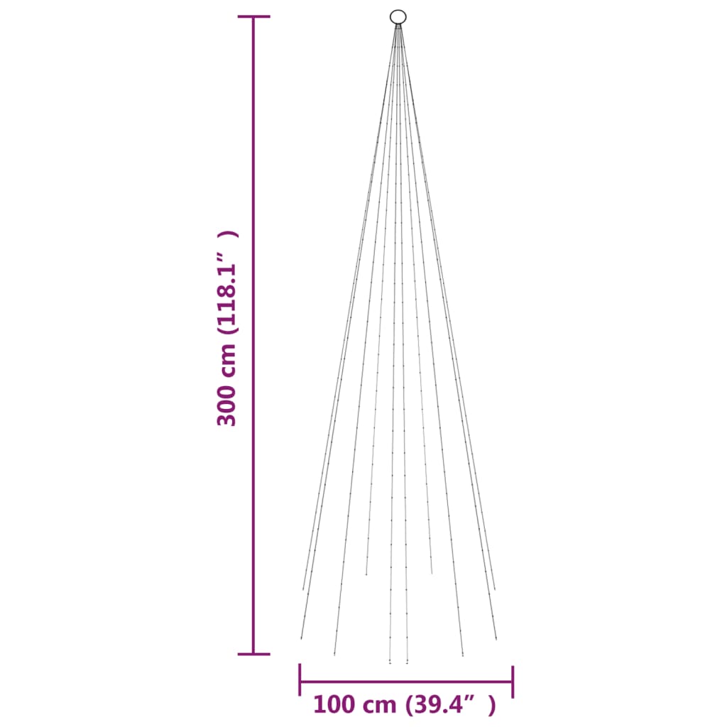 Julgran Utomhus på flaggstång kallvit 310 LEDs 300 cm