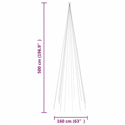 Julgran Utomhus på flaggstång färgglada 732 LEDs 500 cm