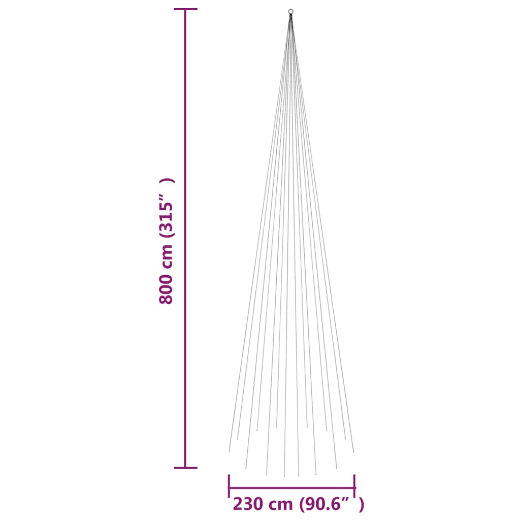 Joulukuusi Ulkona lipputankoon sininen 1134 LEDiä 800 cm