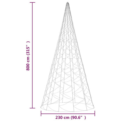 Julgran Utomhus på flaggstång blå 3000 LEDs 800 cm