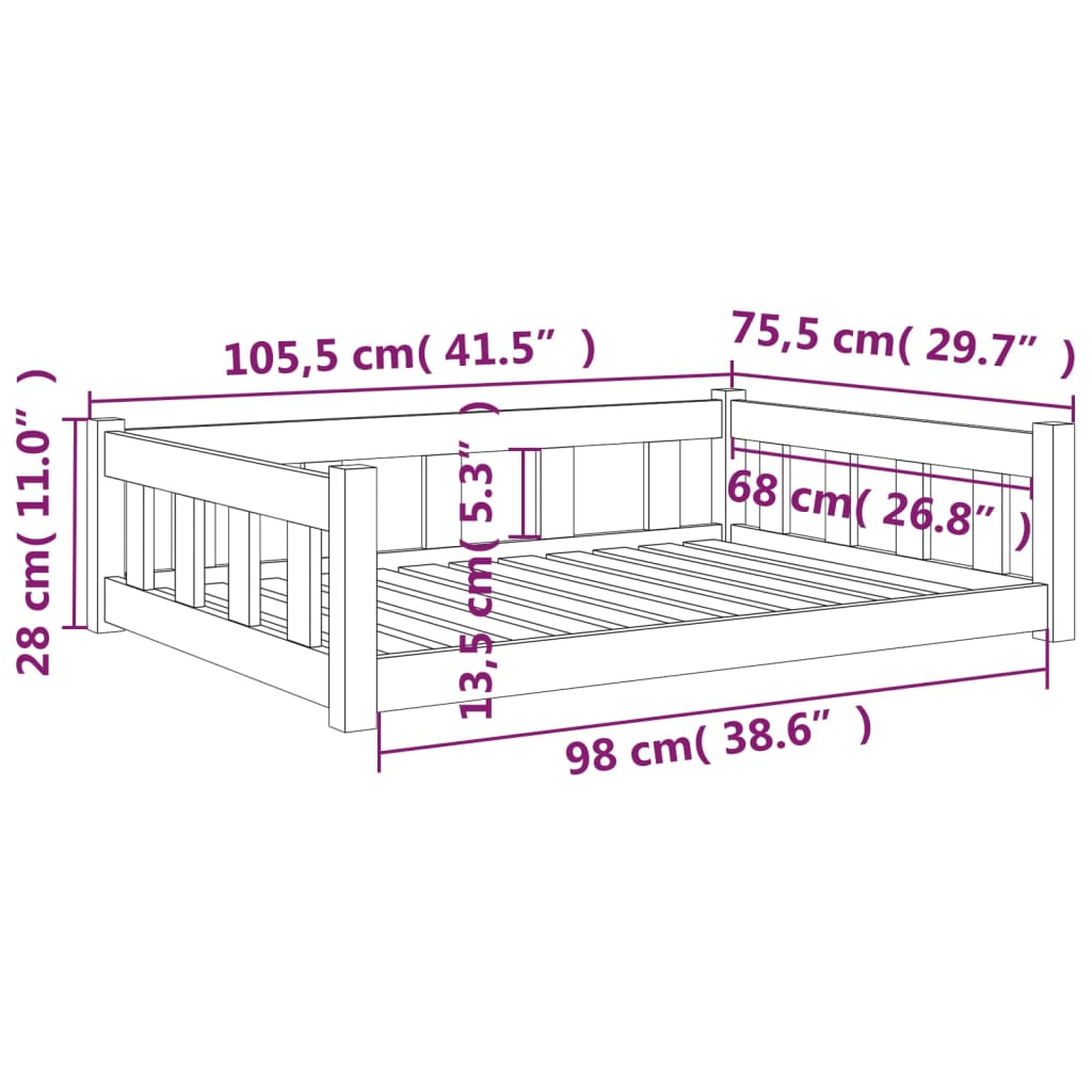 Hundsäng Hundbädd svart 105,5x75,5x28 massiv furu