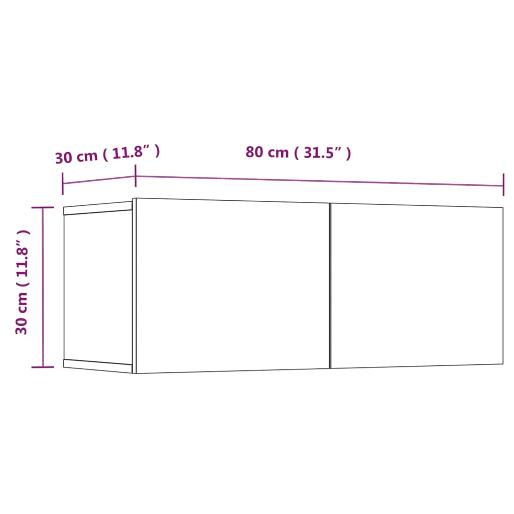 TV-möbel svart TV-bänkar 2 st 80x30x30 cm