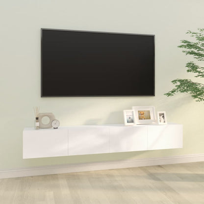 TV-möbel vit 100x30x30 cm 2 st Väggmonterade TV-bänkar