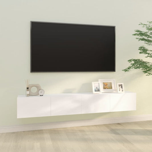 TV-möbel vit 100x30x30 cm 2 st Väggmonterade TV-bänkar