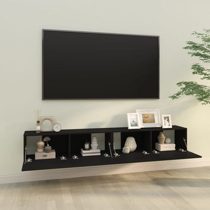 TV-möbel svart 100x30x30 cm 2 st Väggmonterade TV-bänkar