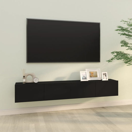 TV-möbel svart 100x30x30 cm 2 st Väggmonterade TV-bänkar