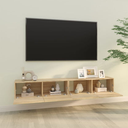 TV-möbel sonoma ek 2 st 100x30x30 cm Väggmonterade TV-bänkar