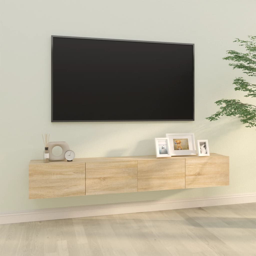 TV-möbel sonoma ek 2 st 100x30x30 cm Väggmonterade TV-bänkar