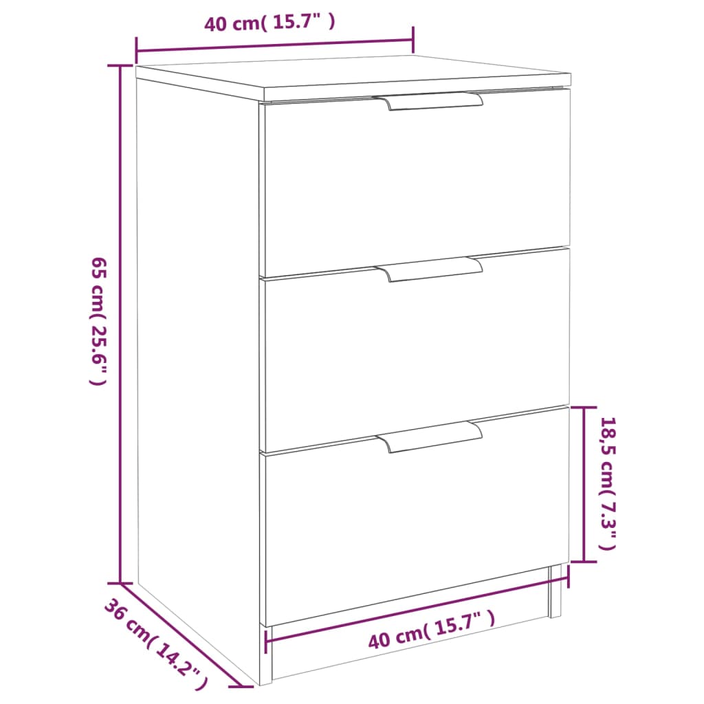 Sängbord Nattduksbord vit 40x36x65 cm