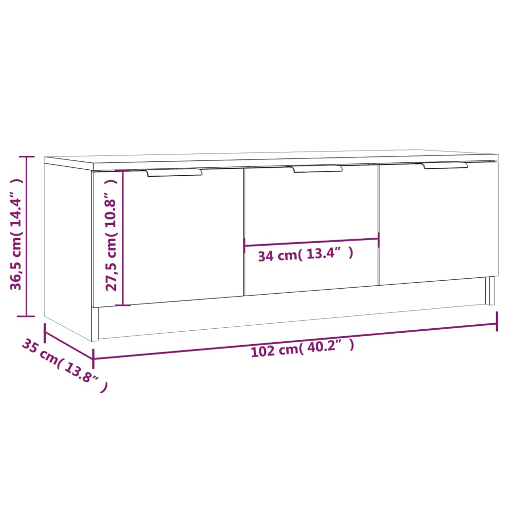 TV-möbel svart TV-bänk 102x35x36,5 cm