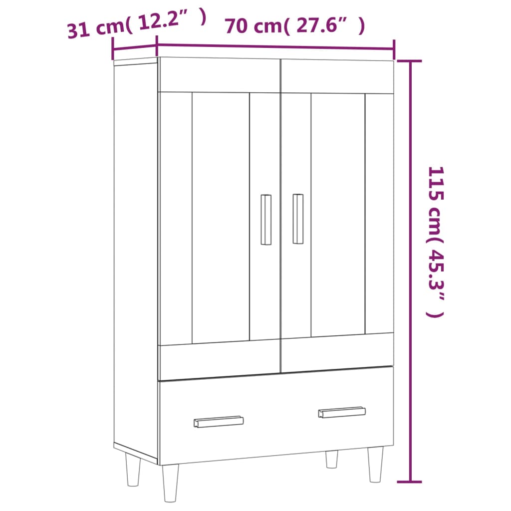 Skåp svart 70x31x115 cm