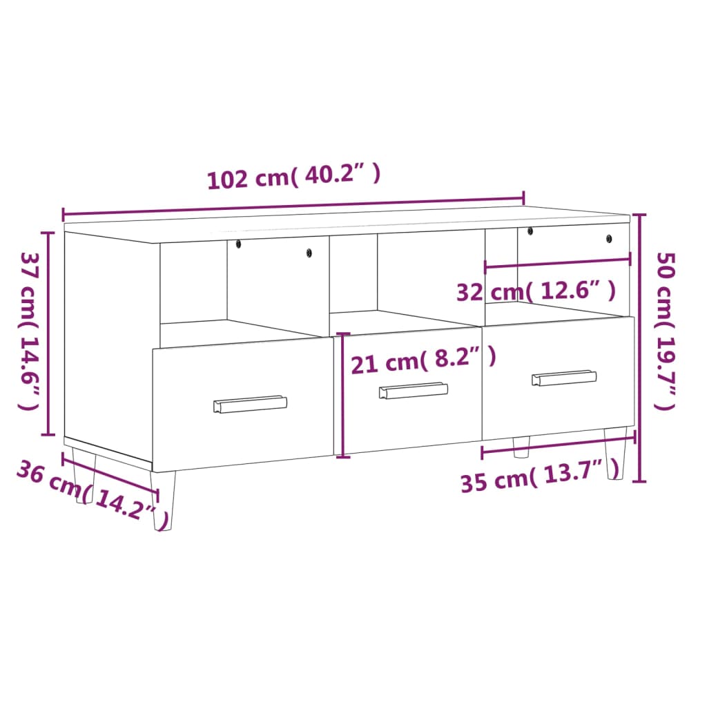 TV-möbel vit TV-bänk 102x36x50 cm