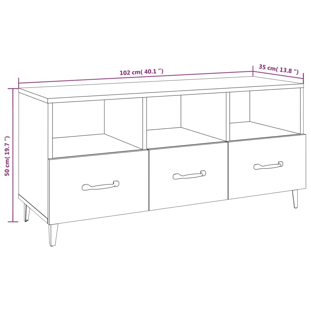 TV-möbel vit högglans TV-bänk 102x35x50 cm