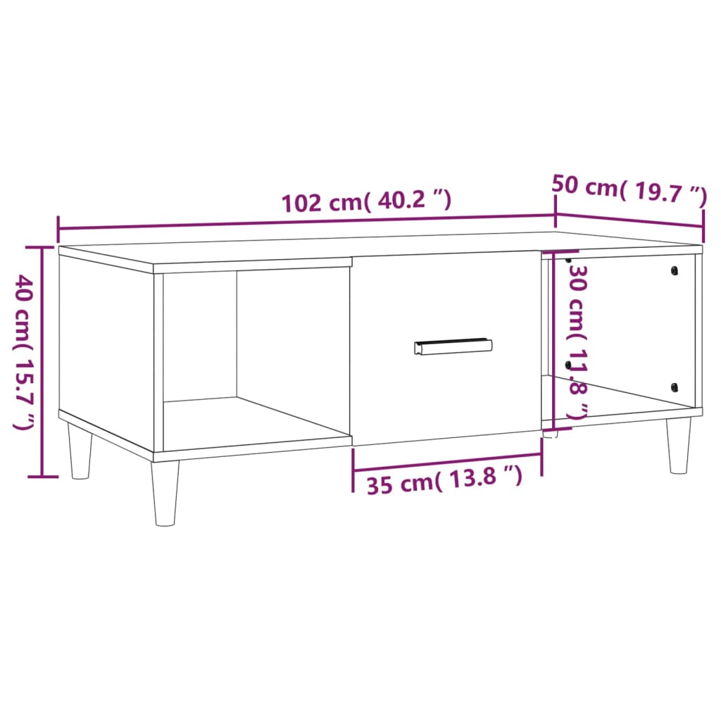 Soffbord vit högglans 102x50x40 cm