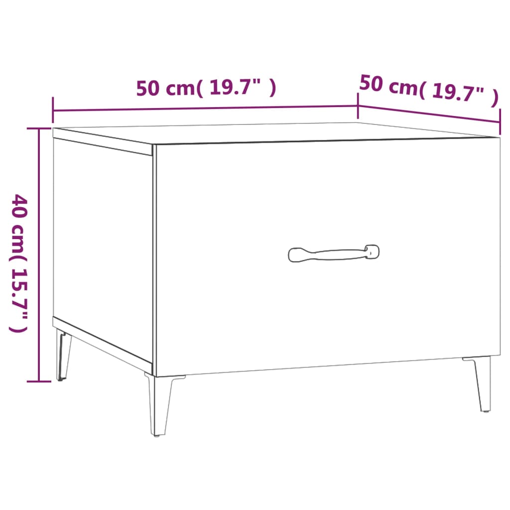 Soffbord sonoma ek med metallben 50x50x40 cm