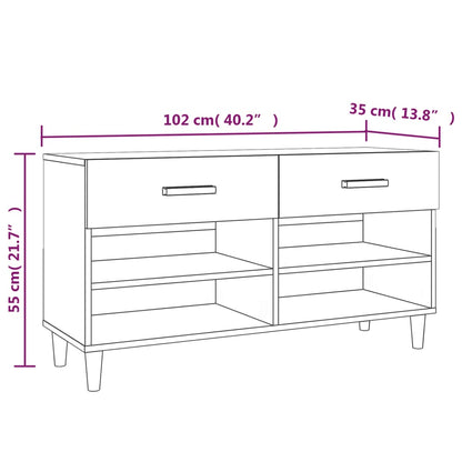 Skoställ Skoskåp vit högglans 102x35x55 cm